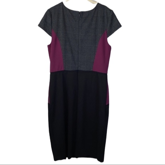 Sangria ColorBlock Tweed Old School Money Short Sleeve Sheath Dress 12 - Picture 4 of 8